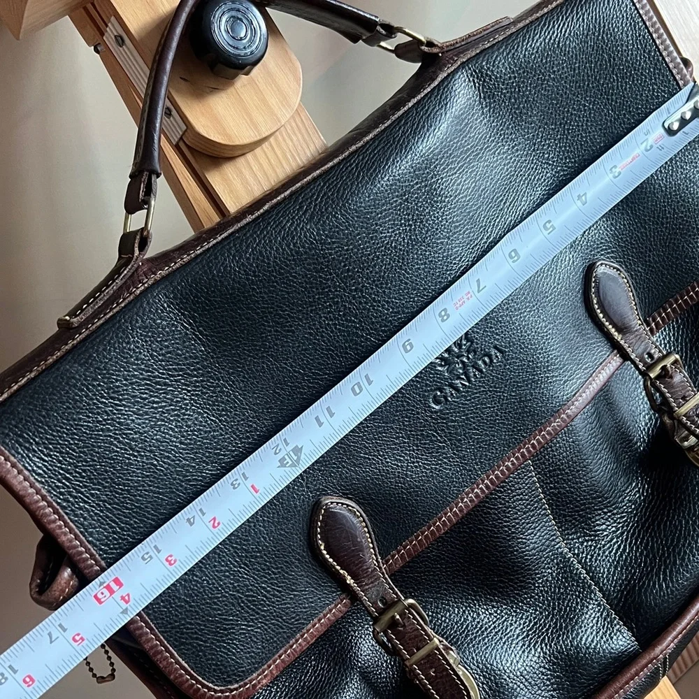 Roots Black and Brown Leather Briefcase